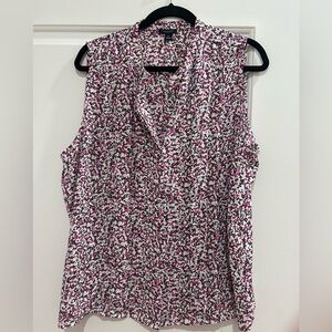 Ann Taylor Pink and Green Floral Blouse